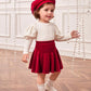 Baby Girl High Wait Ruffle Hem Velvet Skirt