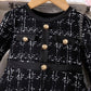Girls Elegant Cute Black Plaid
Knit Long Sleeve Dress Fall/Winter.