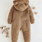 Cartoon Bear Pattern Ear Hooded Thick Jumpsuit. (Delivery By 14th October)