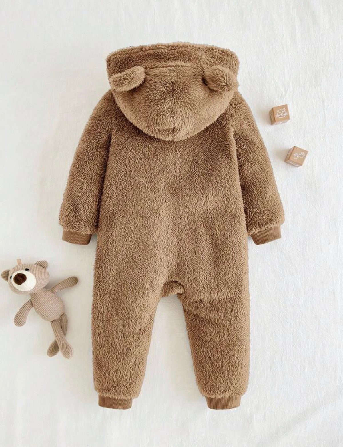 Cartoon Bear Pattern Ear Hooded Thick Jumpsuit. (Delivery By 14th October)