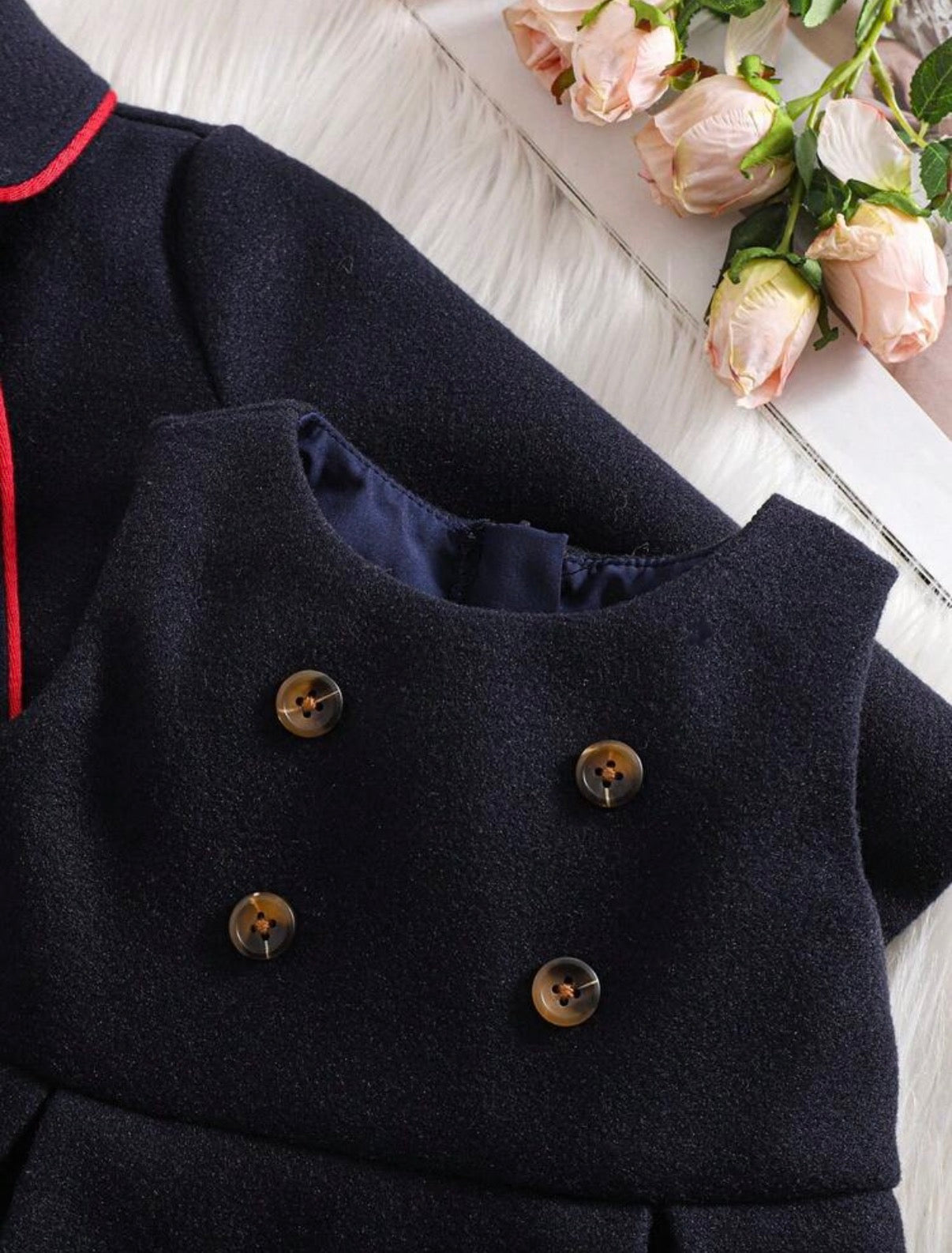 Girl Navy Long Sleeve Jacket & Dress Set.