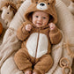 Cartoon Bear Long Sleeve Plush Romper, Suitable For Autumn/Winter.