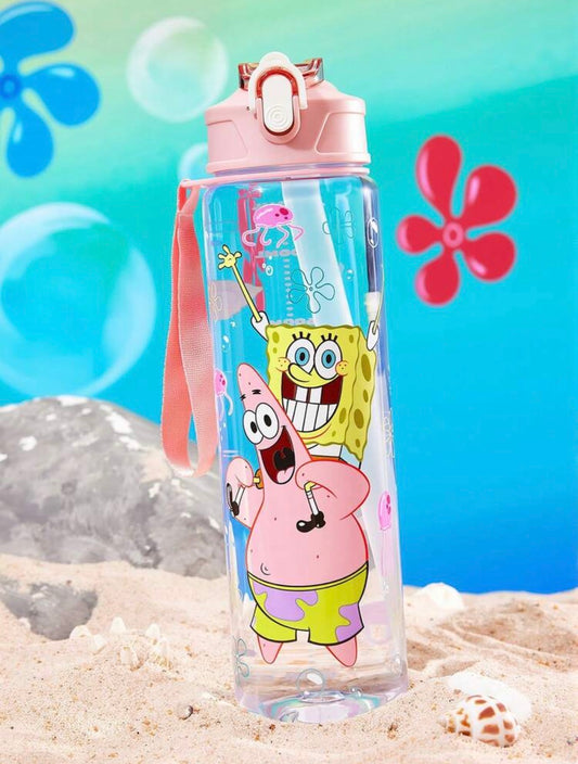 SpongeBob SquarePants |25oz | 750 MI Water Bottle With Silicone Straw And Spill-Proof Lid.