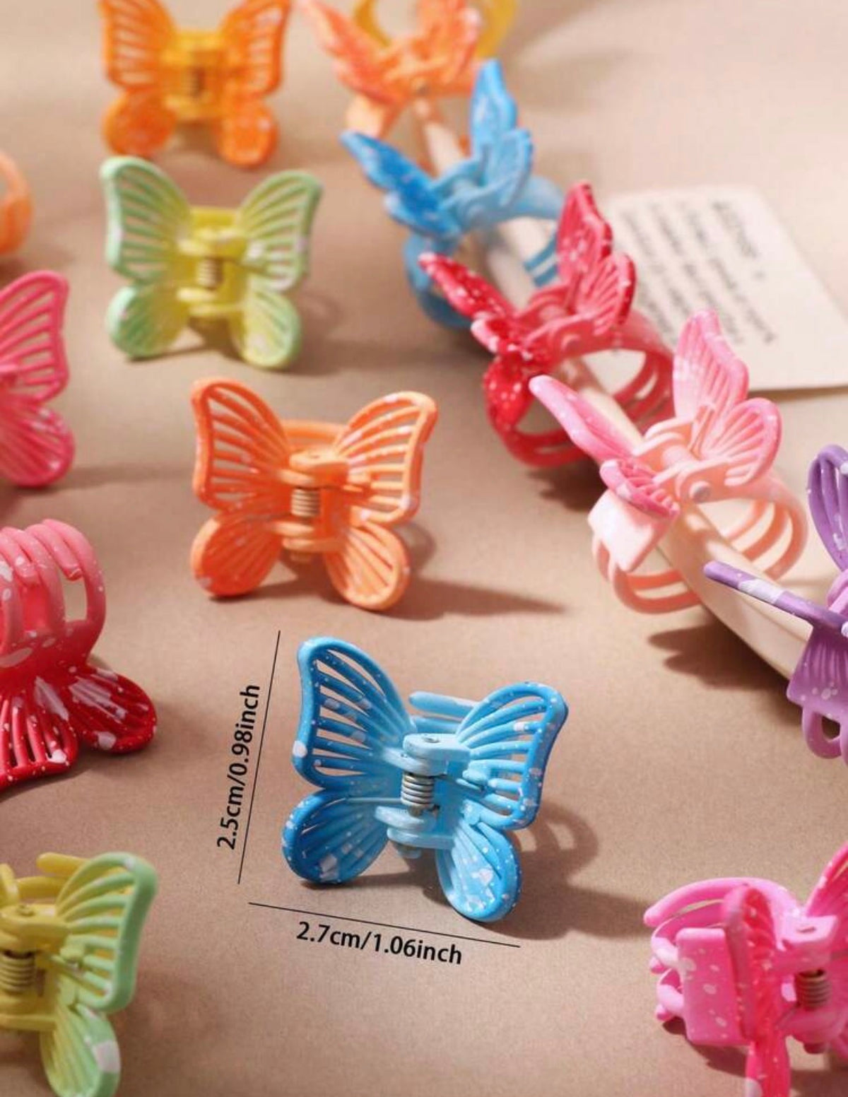 10 pcs Sweet Colorful Gradient Snowflake Dot Butterfly Hair Claw Clips.