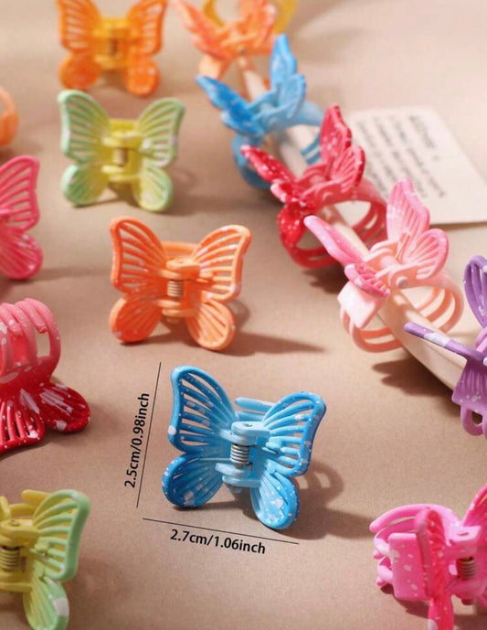 10 pcs Sweet Colorful Gradient Snowflake Dot Butterfly Hair Claw Clips.