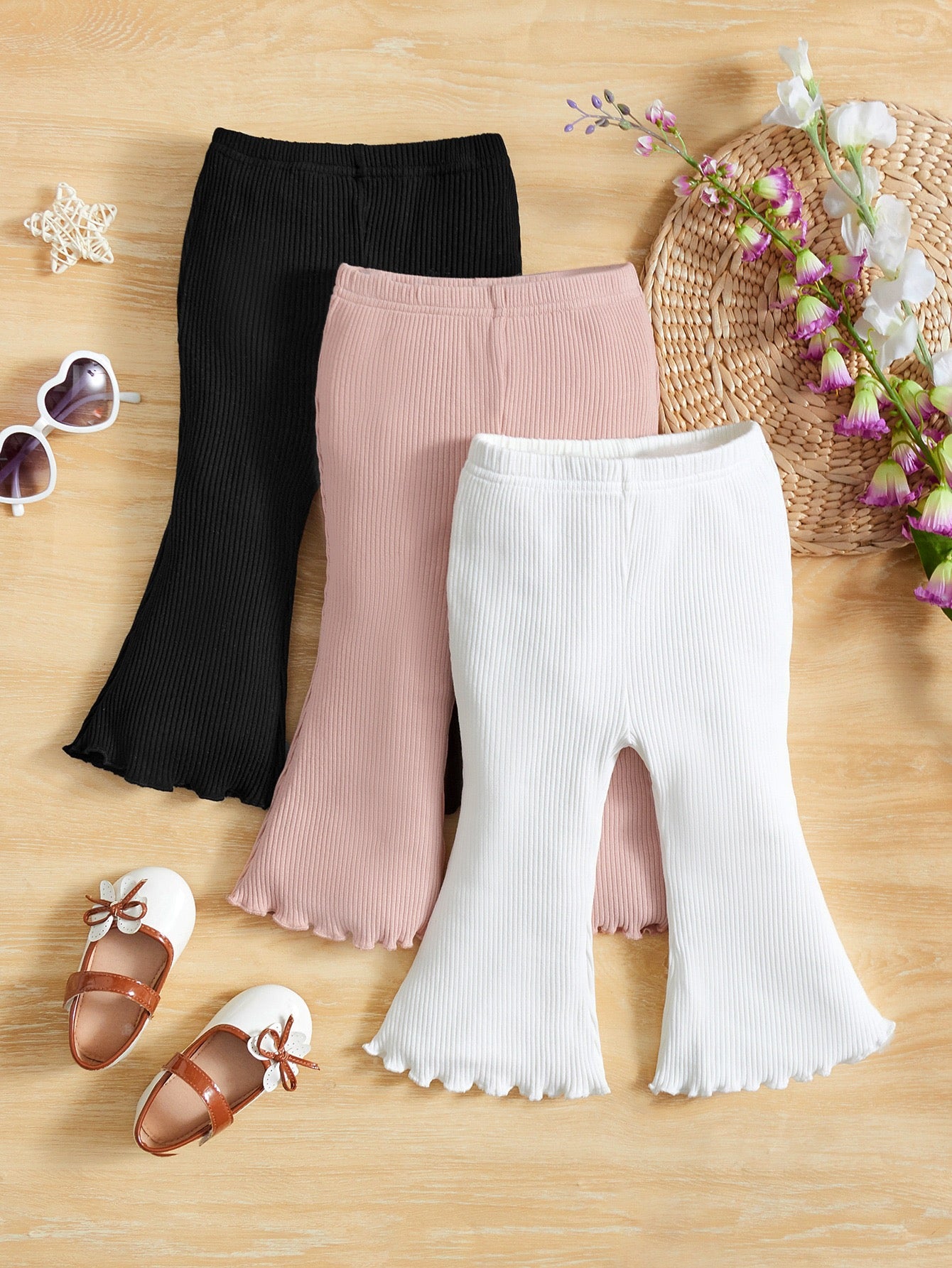 Girl Lettuce Trim Flare Pants