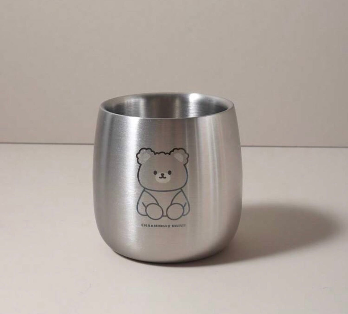 100ml/300ml Stainless Steel 304 Double Wall Water/ Milk Cup With Cartoon Bear, Tiger, Dinosaur Design. (Delivery by 1st July)