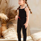 Young Girl Plaid Print Open Front Top & Cami Top & Leggings