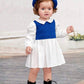 SHEIN Baby Girl Casual And Cute Color Block Shirt Collar Long Sleeve Dress