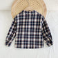 Plaid Contrast Pocket Button-Down Collared Long Sleeve Shirt For Young Boys