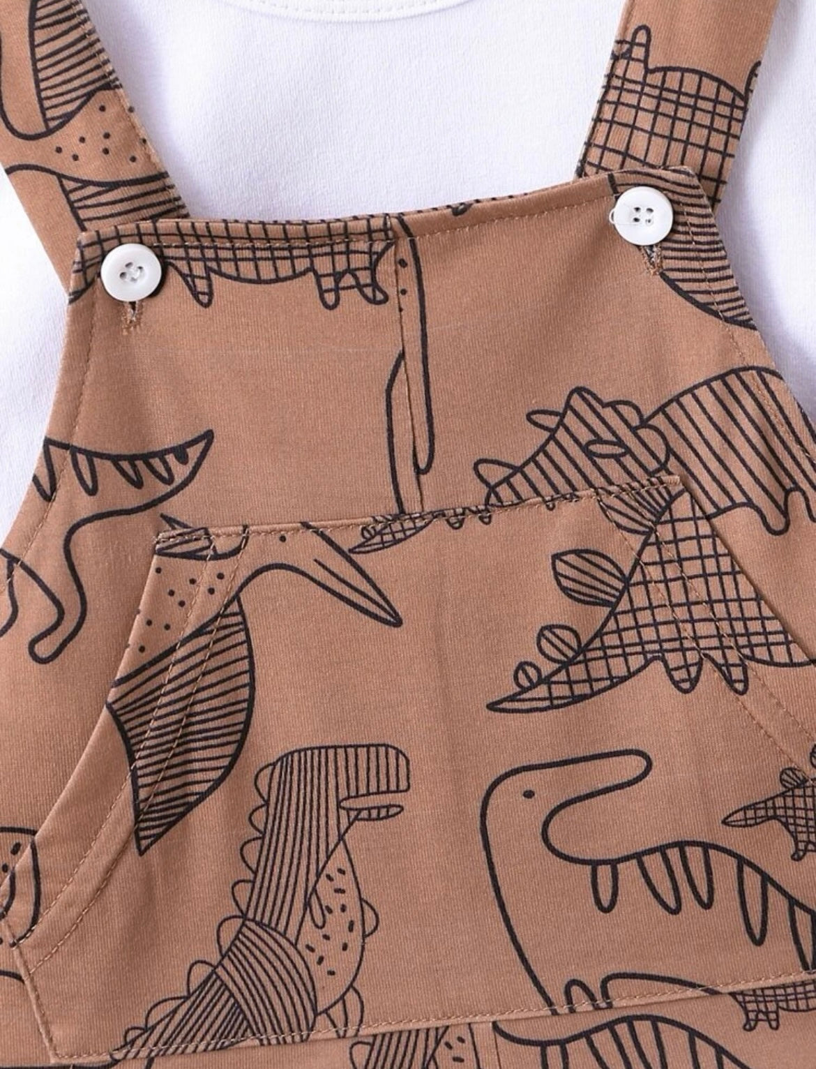 Baby Boy Colorblock Tee & Dinosaur Print Overall Romper.