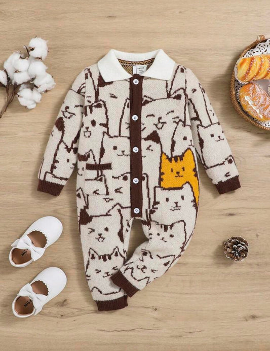 2pcs Baby Girl Knit Jumpsuit