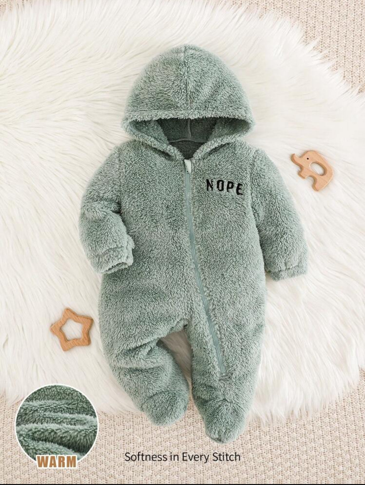 Baby Boy/Girl Letter Print Hooded Thicken Long Sleeve Romper With Long Pants