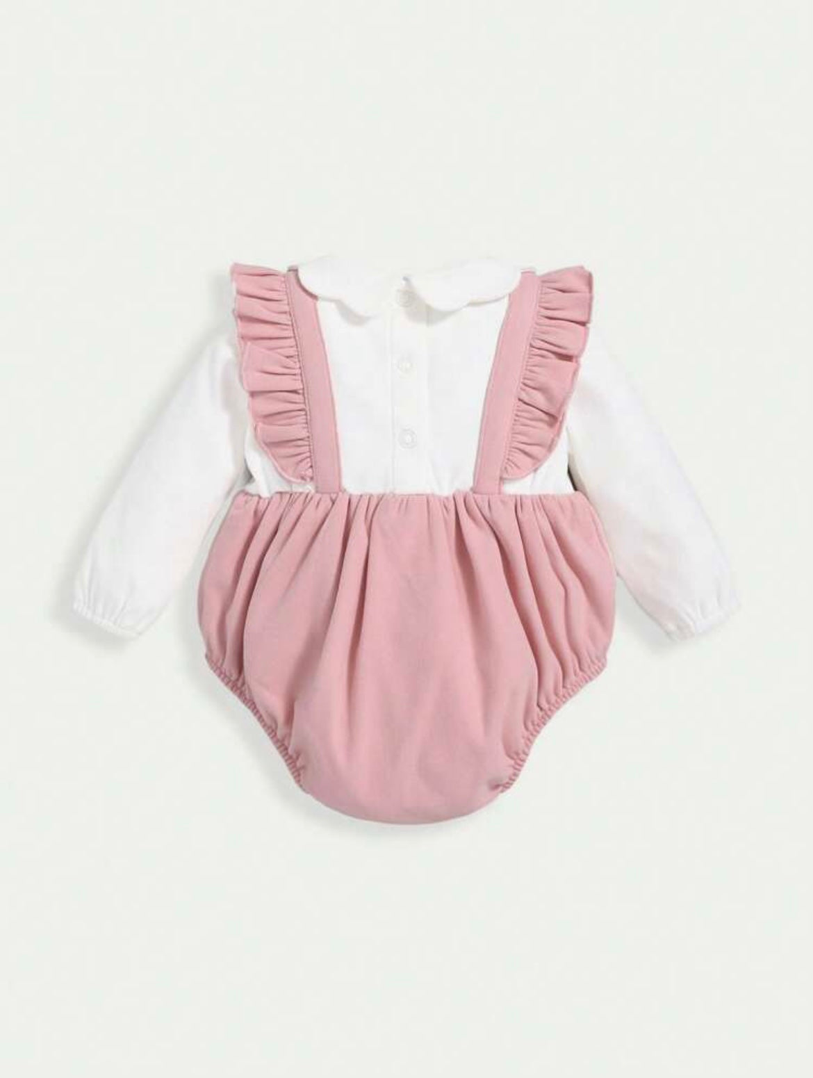 Babh Girl Two Tone Ruffle Trim Bow Front Baby Suit