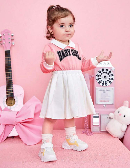 Baby Girl Winter Letter Graphic 2 In 1 Dress