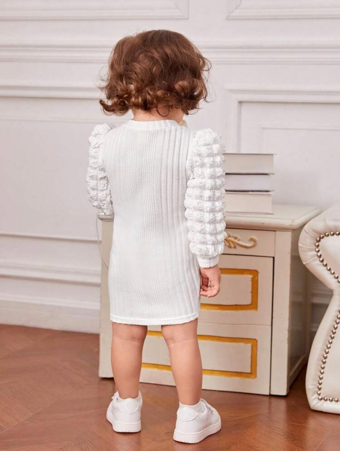 Baby Girl Solid Ribbed Knit Dress & Headband