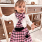 3pcs/Set Pink Plaid Outfit With Scarf.