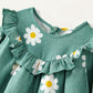 Cozy Pixies Baby Girl Chrysanthemum Digital Printed Ruffle Hem Long Sleeve Dress