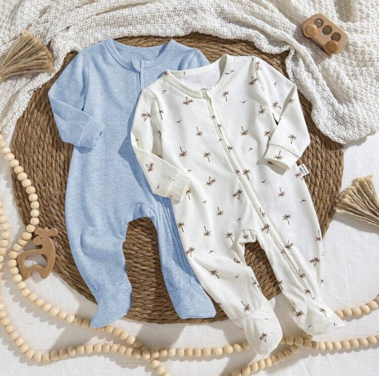 2pcs Newborn Baby Girl/Boy Soft Knit Crew Neck Long Sleeve Jumpsuit Set for Fall /Winter