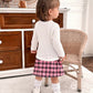 3pcs/Set Pink Plaid Outfit With Scarf.
