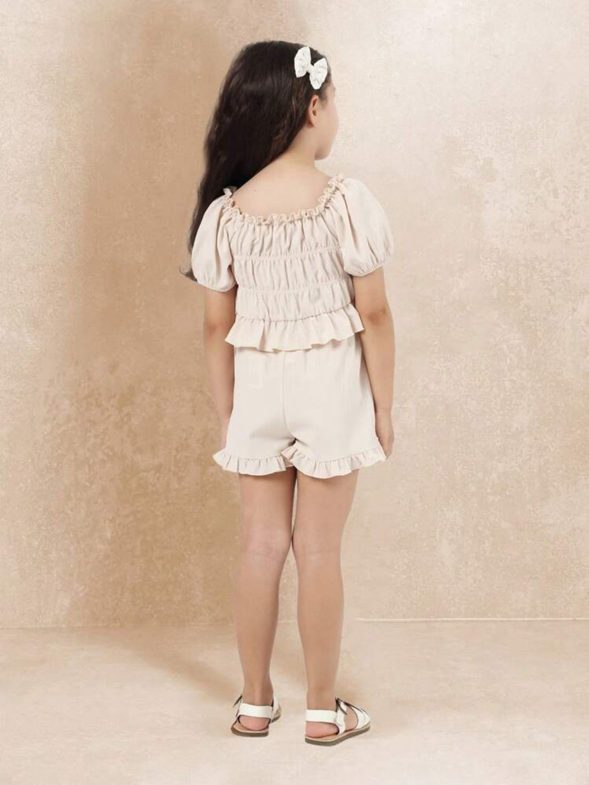 SUMWON Girls Puff Sleeve Two- Piece Set.
