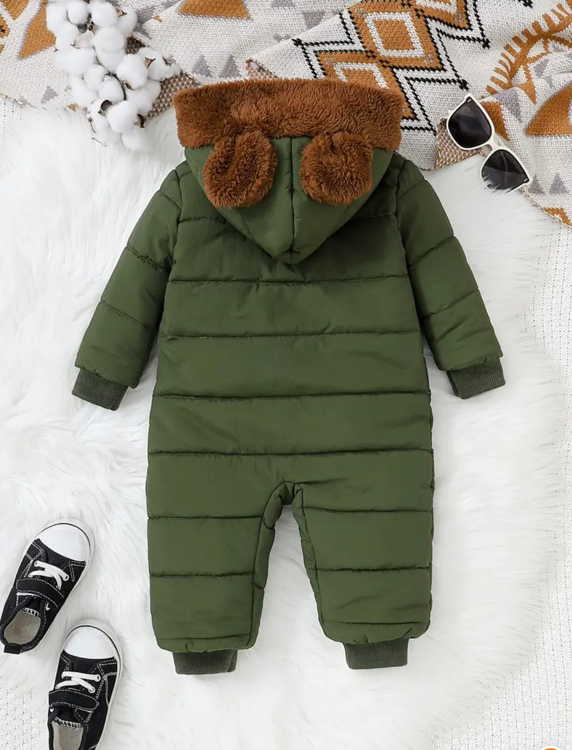 Baby Boy Padded Snow Suit With Hood