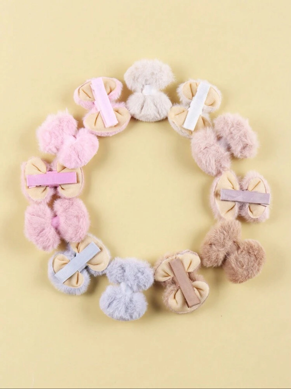 Baby Plush Bow Hair Clips 12Pcs.