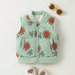 Toddler Boys' Warm Padded Vest With Sun Pattern.