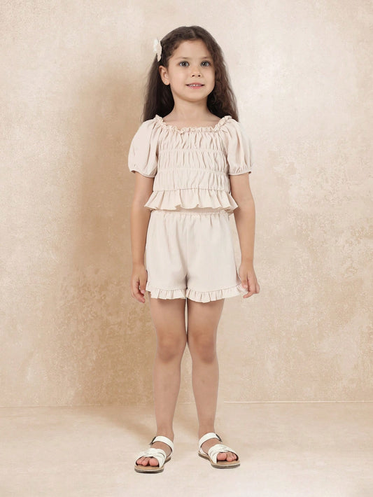 SUMWON Girls Puff Sleeve Two- Piece Set.