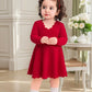Girl Elegant Solid Color Ruffle Hem Long Sleeve Dress For Autumn