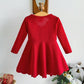 Girl Elegant Solid Color Ruffle Hem Long Sleeve Dress For Autumn
