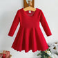 Girl Elegant Solid Color Ruffle Hem Long Sleeve Dress For Autumn