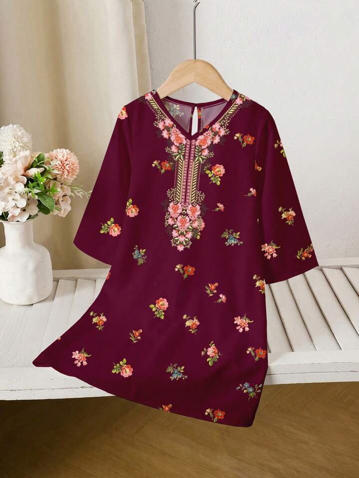 Baby Girls Elegant Vintage Distinctive Dignified Kaftan Maxi.