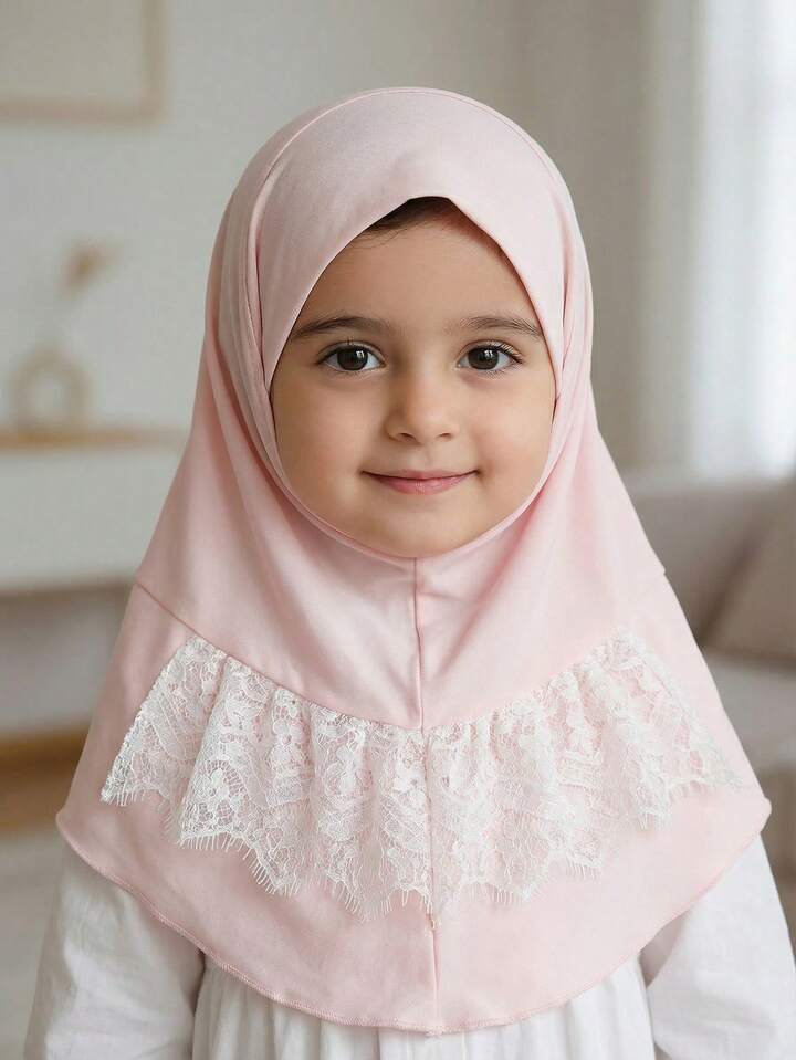 1Pc Dustproof And Windproof Lace Style Headscarf, Suitable For Girls, High Elastic Solid Color Headscarf