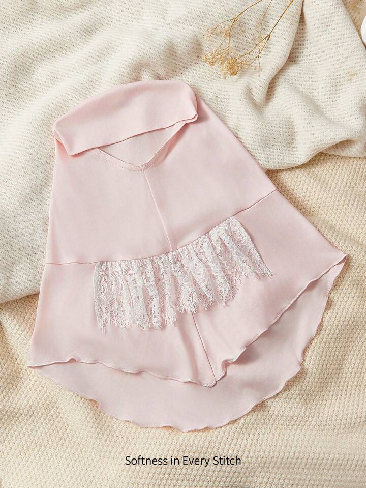 1Pc Dustproof And Windproof Lace Style Headscarf, Suitable For Girls, High Elastic Solid Color Headscarf