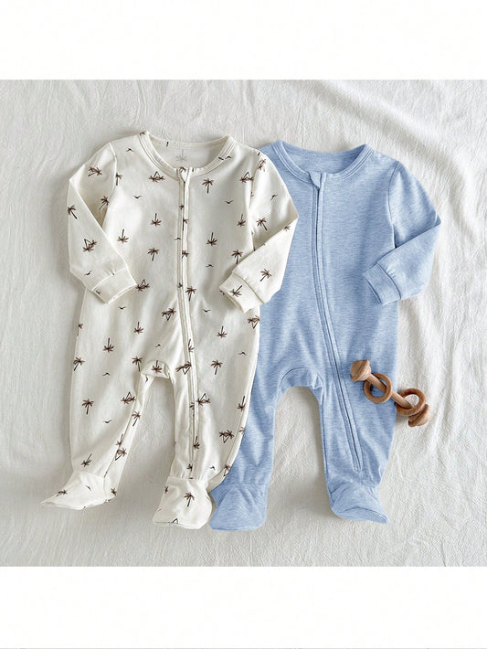 2pcs Newborn Baby Girl/Boy Soft Knit Crew Neck Long Sleeve Jumpsuit Set for Fall /Winter