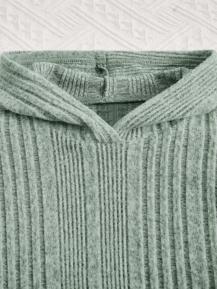 Girl Ribbed Knit Hooded Sweatshirt & Leggings