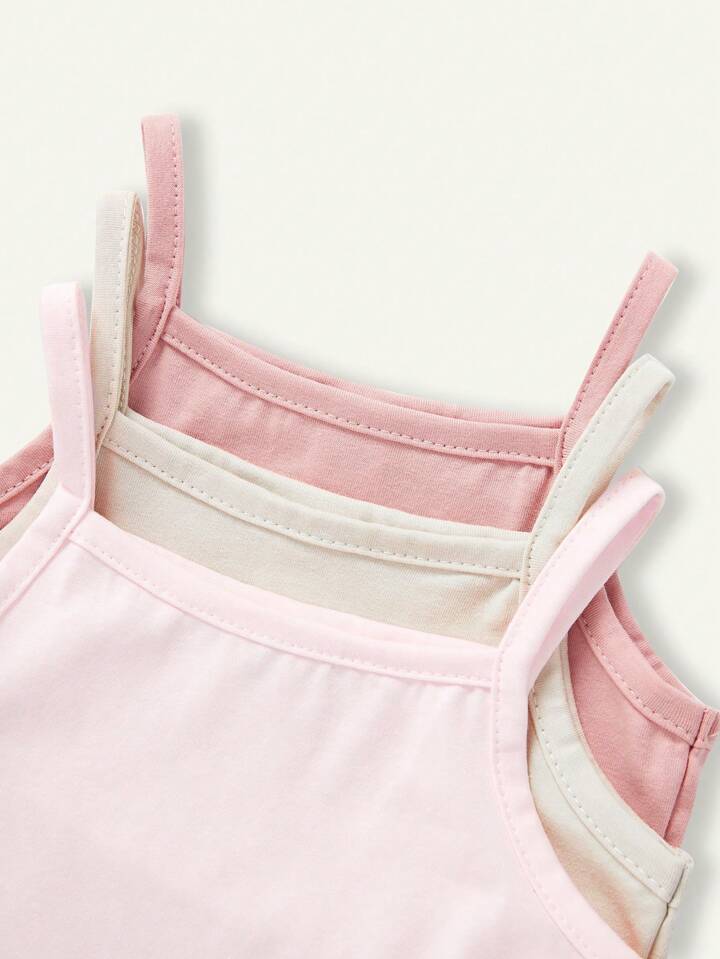 Baby Girl Knitted Soft Solid Color 3pcs Tank Bodysuit Set.