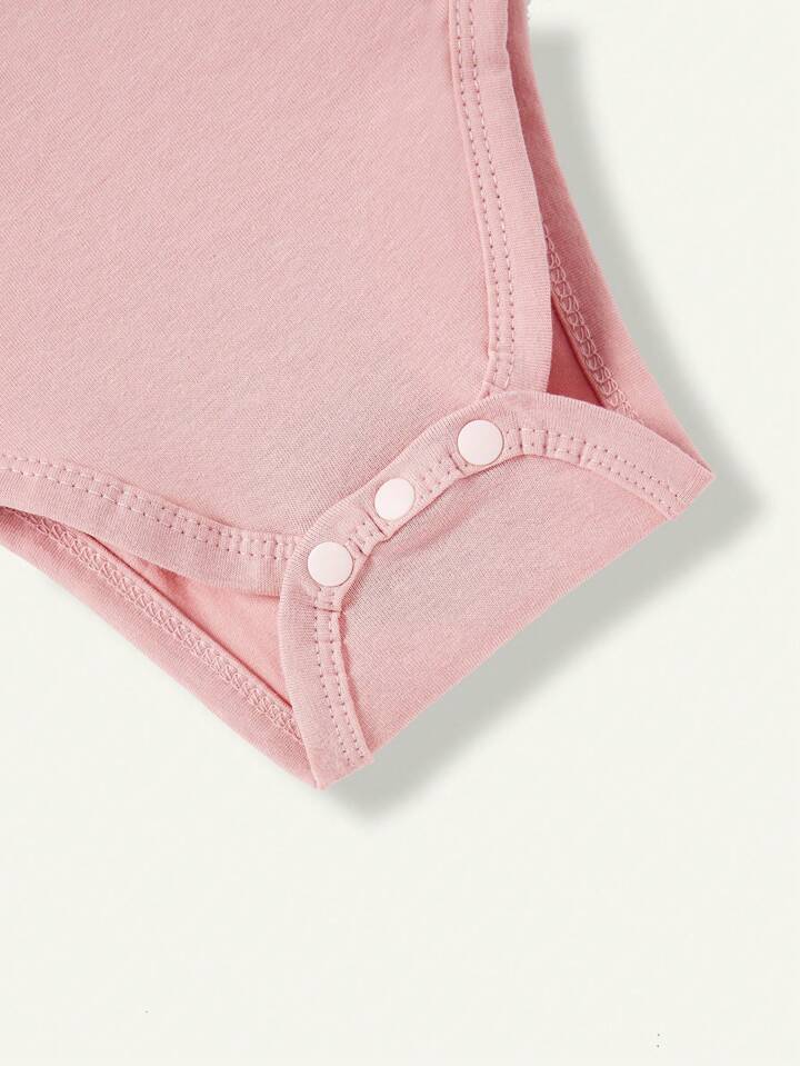 Baby Girl Knitted Soft Solid Color 3pcs Tank Bodysuit Set.