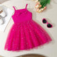 Young Girl Casual Striped Off-Shoulder Studded Bow A-Line Dress With Lining, Mesh Skirt.