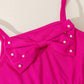 Young Girl Casual Striped Off-Shoulder Studded Bow A-Line Dress With Lining, Mesh Skirt.