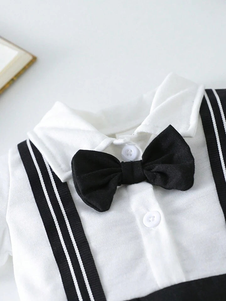 Baby Boys Romper, Collared Front-Open 2 In 1 Design.