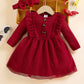 Mesh Cap Sleeve Ribbed Heart Mesh Bow Headband Dress (2 Pc)
