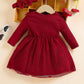Mesh Cap Sleeve Ribbed Heart Mesh Bow Headband Dress (2 Pc)
