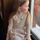 2pcs/Set Young Girl' Striped Turtleneck Top + Bow Decor Skirt Fall Winter