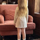 2pcs/Set Young Girl' Striped Turtleneck Top + Bow Decor Skirt Fall Winter