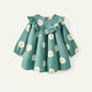 Cozy Pixies Baby Girl Chrysanthemum Digital Printed Ruffle Hem Long Sleeve Dress