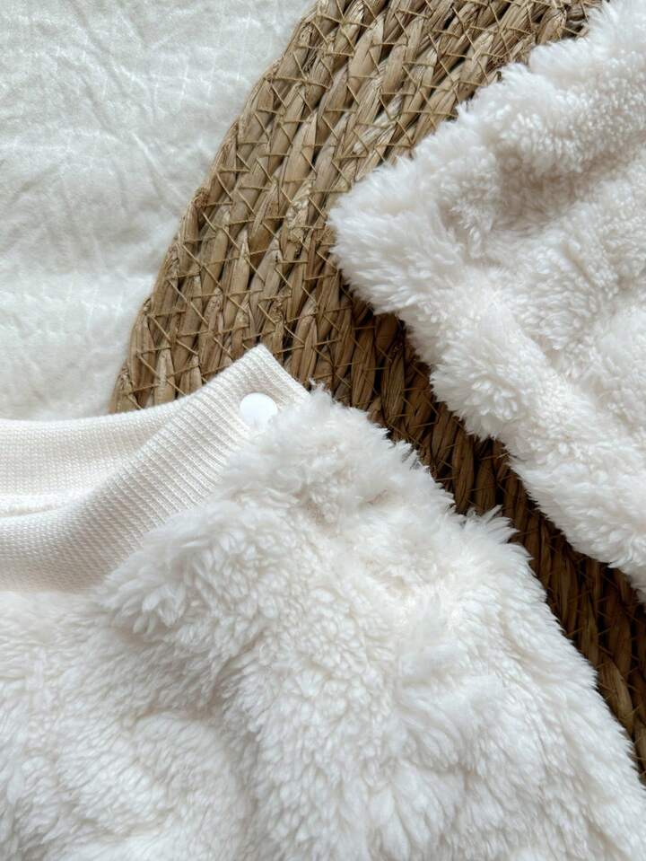 2pcs Toddler Boy/Girl  Fleece Hooded Bodysuit.