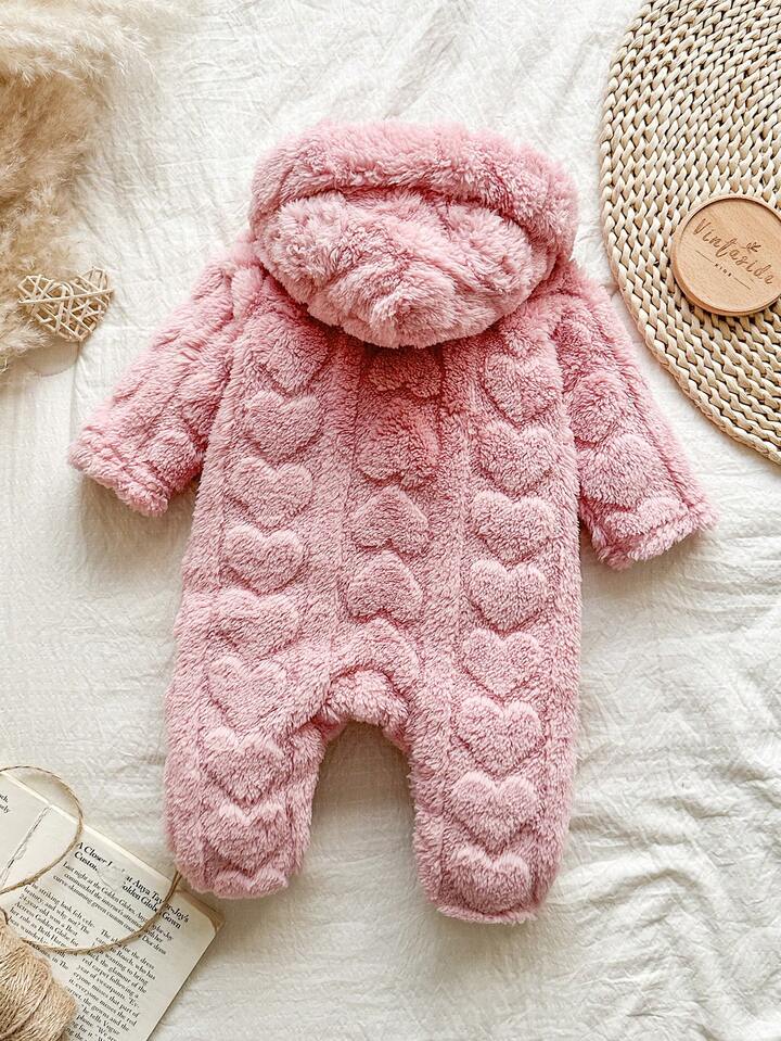 Long Sleeve Hooded Fleece Jumpsuit.