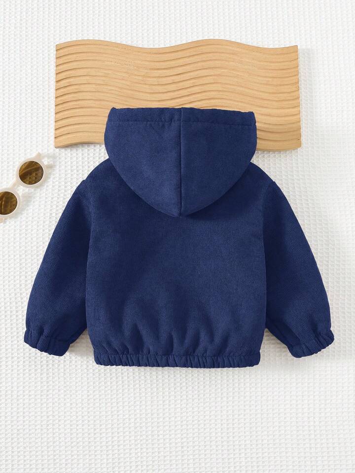 Baby Boy Solid Color Hooded Long Sleeve Jacket Only.